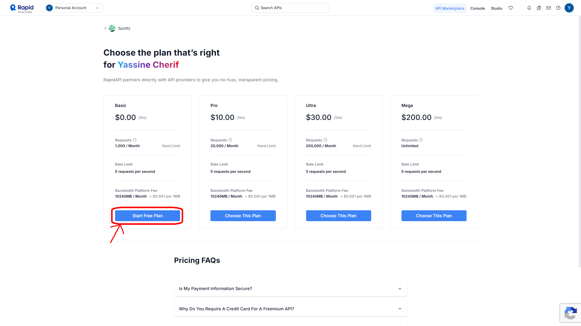 Subscription plans with free $0 option